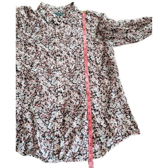 Ralph Lauren Girl's Blouse Silk Blend Floral Pink Button Up Shirt - Size Large - Picture 12 of 12
